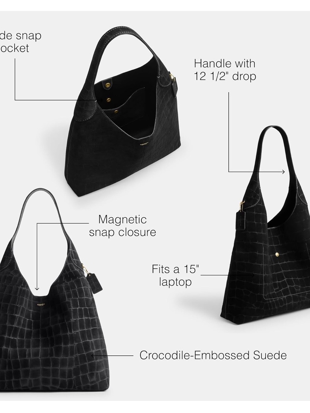 Coach Brooklyn Shoulder Bag 39 in Black - Picture 3 of 8